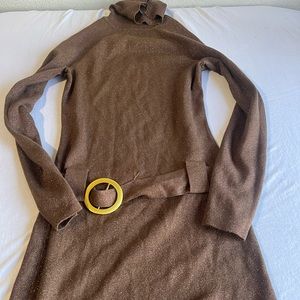 INC turtleneck sweater tunic brown sparkle